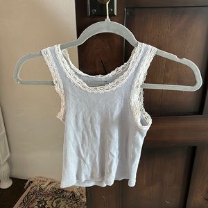 brandy Melville blue top with white lace